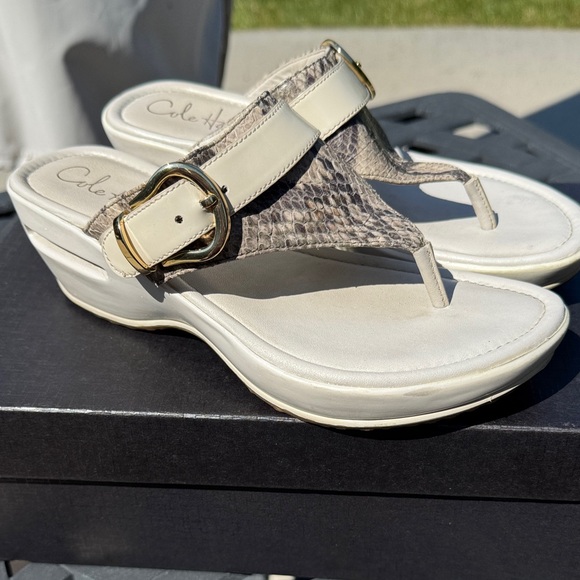 Cole Haan Women's Snakeskin and Cream Sandals - Picture 1 of 6